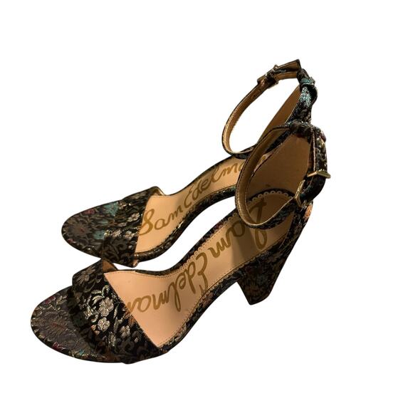 Sam Edelman Women's Yaro Floral Print Block Heel Open Toe Sandal Grey Size 8 - Picture 6 of 9